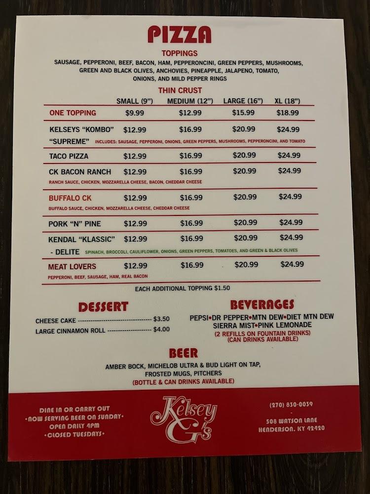 Kelsey G's Pizza & More Hot Wings